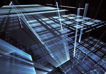 Obraz premium Abstract 3D fractal background, texture. Virtual Neon City