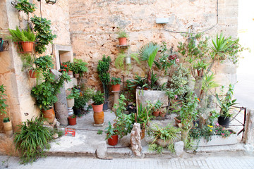 Fototapeta na wymiar Beautiful Mediterranean small courtyard garden