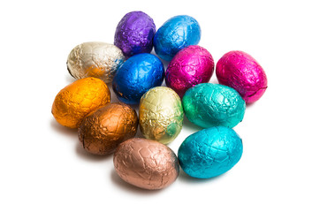 chocolate eggs in foil