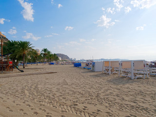 View of the beach (Playa del Postiguet) in Alicante. Spain.