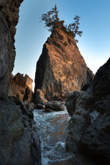 Fototapeta na wymiar Sea Stack Islands at Secret Beach on the Oregon Coast near Brookings