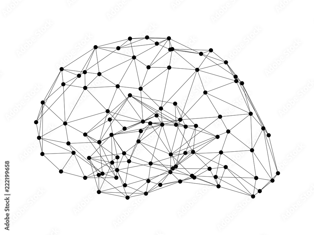 Poster human brain icon isolated on white background in the form of artificial intelligence for computer di