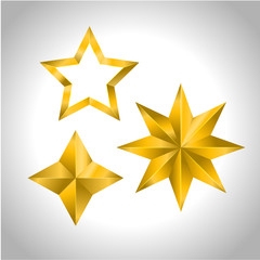 Star realistic metallic golden isolated yellow 3D