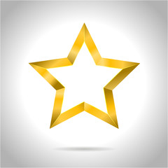 Star realistic metallic golden isolated yellow 3D