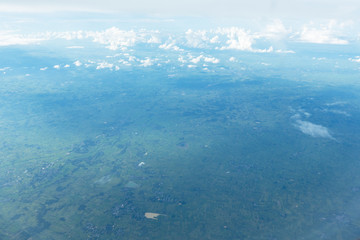 Blue Aerial view of countryside