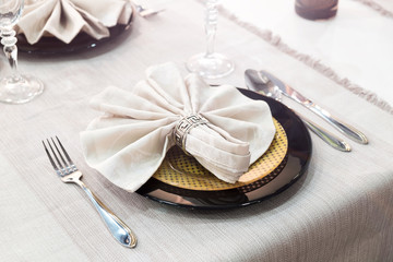 Close up detail of served table