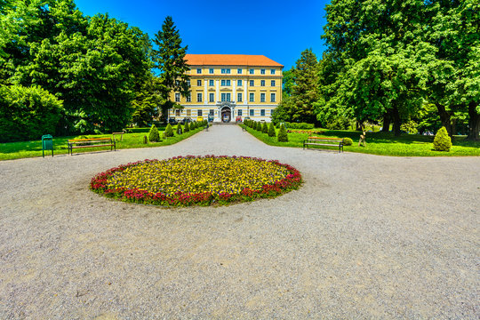Ludbreg square Croatia scenery. / Scenic view at old architecture in city center of Ludbreg town, Croatia Europe.