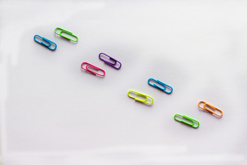 Paper clips on a white background