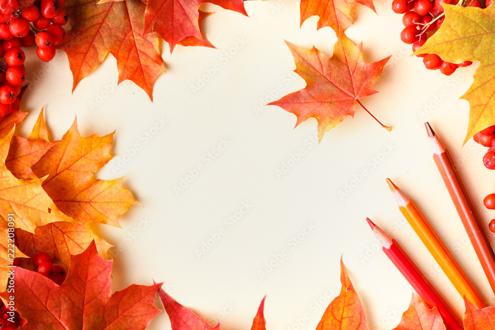 Canvas Prints autumn leaf composition for picture frame. copy space.