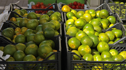 Green mandarine fruit on the asian market
