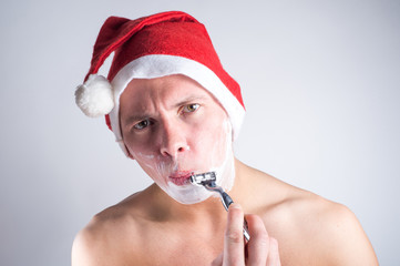 santa claus is shaving