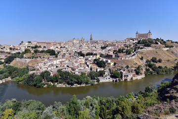 Fototapeta na wymiar Walled city Toledo located 70 kilometers south of the Spanish capital of Madrid