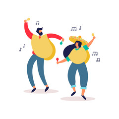 Mexican man and woman friends dancing at party