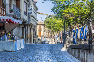 Street in the center of the city of Olite. Navarre Spain - 222211408