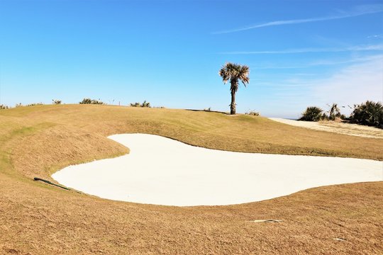 Golf course greens in a tropical setting