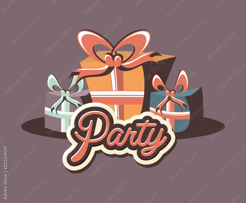 Canvas Prints birthday gift boxes ribbon retro party