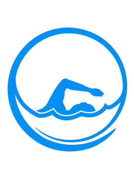 kreis rund logo schwimmen schwimmer verein team wasser kraulen schnell wettrennen schwimmbad sportler sport spaß tauchen hallenbad wellen clipart