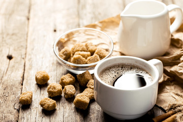 Coffee on a wooden table