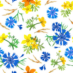 Floral seamless pattern flowers, vector background illustration.
