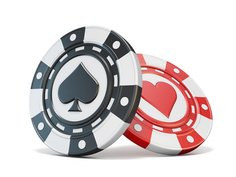 Gambling chips spade and heart 3D