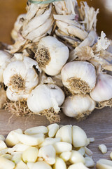 Fresh organic garlic and Yellow onion
