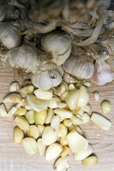 Fresh organic garlic and Yellow onion
