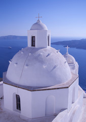 The white church on Santorini, Greece
