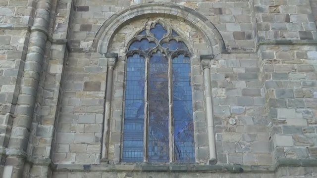 The stained-glass window of a Durham Cathedral