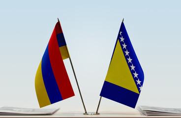 Two flags of Armenia and Bosnia and Herzegovina