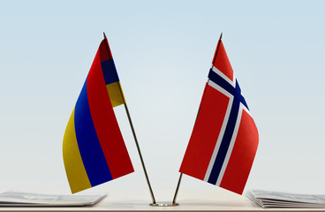 Two flags of Armenia and Norway