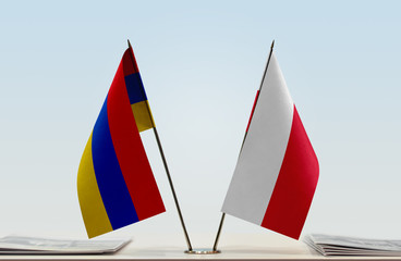 Two flags of Armenia and Poland