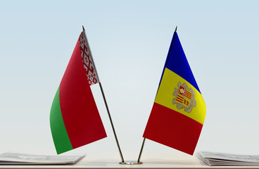 Two flags of Belarus and Andorra