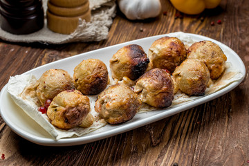 Skewers of mushrooms