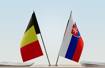 Two flags of Belgium and Slovakia