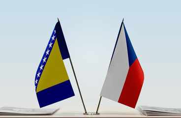 Two flags of Bosnia and Herzegovina and Czech Republic