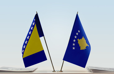 Two flags of Bosnia and Herzegovina and Kosovo