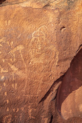 Birthing Rock petroglyph art panel detail located up a gravel road outside of Moab Utah