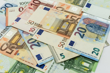 Obraz na płótnie Canvas background of euro banknotes
