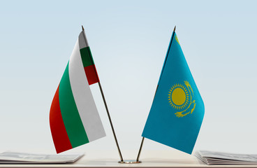 Two flags of Bulgaria and Kazakhstan