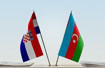 Two flags of Croatia and Azerbaijan