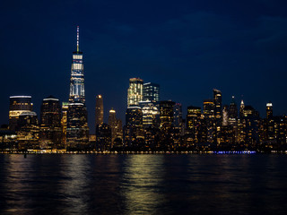 Fototapeta na wymiar close view of buildings in financial district Manhattan