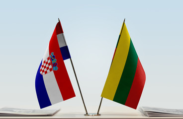 Two flags of Croatia and Lithuania