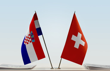 Two flags of Croatia and Switzerland