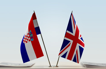Two flags of Croatia and United Kingdom
