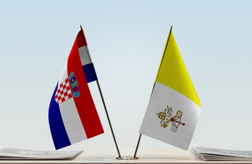 Two flags of Croatia and Vatican City