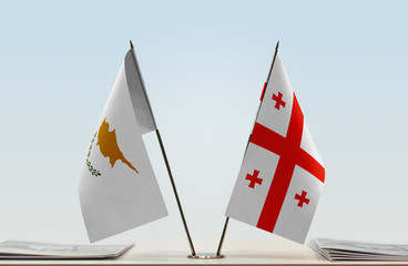 Two flags of Cyprus and Georgia