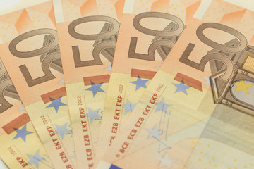 notes background of 50 euros