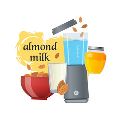 Almond milk vector illustration