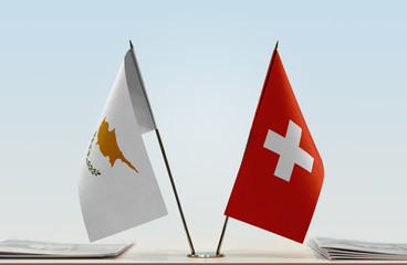 Two flags of Cyprus and Switzerland