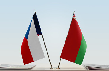 Two flags of Czech Republic and Belarus